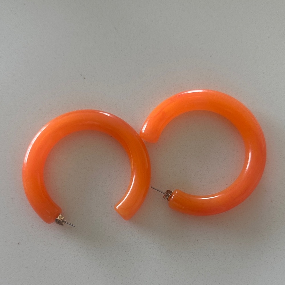 Vibrant Orange Hoop Earrings
